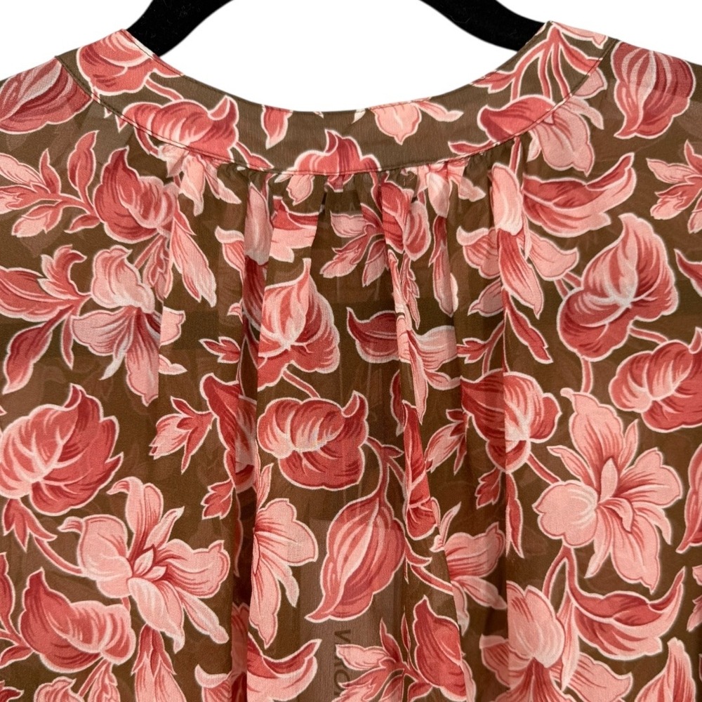 NWOT Veronica Beard Ashlynn Silk Floral Blouse Top Deep Ochre Multi Size 6 - Picture 9 of 16